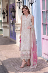 3-PC Unstitched Embroidered Lawn Noor By Saadi Asad | D4- Beige